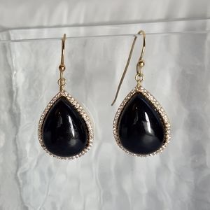 Sophie Miller Faux Onyx Teardrop Earrings with CZ accents